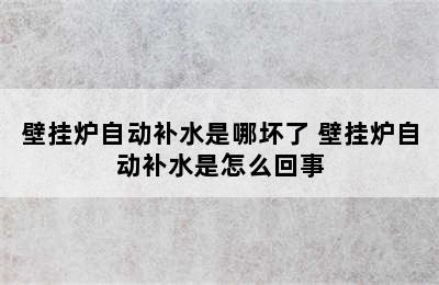 壁挂炉自动补水是哪坏了 壁挂炉自动补水是怎么回事